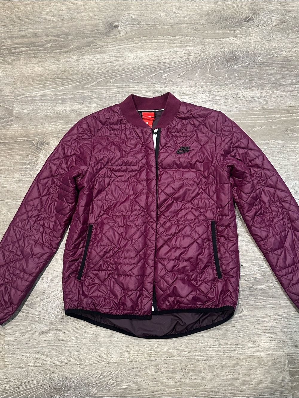 Nike Women's Quilted Bomber Jacket in Plum